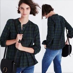 Madewell Tartan Plaid Peplum Button Up Shirt